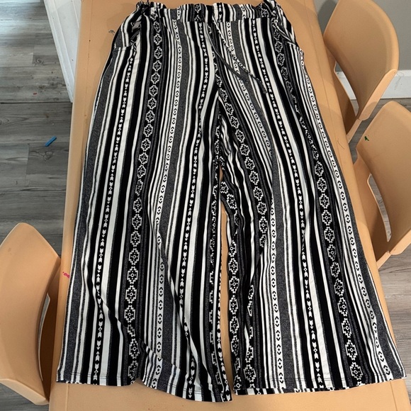 Derek heart women’s large Black and White Striped Pants boho - Picture 1 of 9